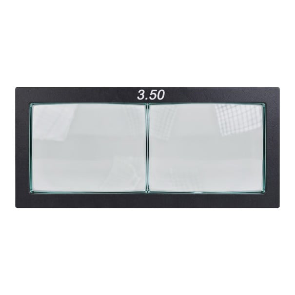 Lupa dioptrică pentru căști de sudură 3,5 dioptrii Dimensiune 11 x 5,5 cm Grosime 3 mm Sticlă Rame negre Pentru sudare precisă 1