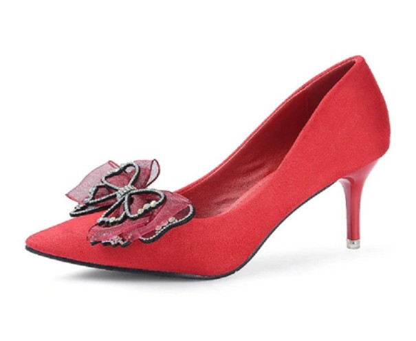 Lussuose décolleté da donna decorate con fiocco J1980 rosso 36