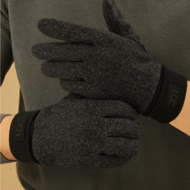 Luvas de malha para homem com toque Tamanho universal Luvas de inverno quentes Poliéster Lã Cachemira Luvas macias e quentes para uso diário cinzento escuro