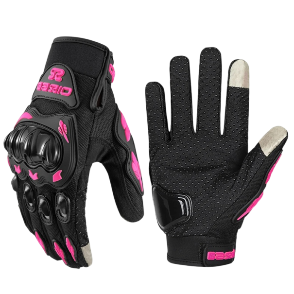 Luvas de motociclismo femininas rosa, veranil, em rede, respiráveis, para motocross, com toque para ecrã, proteção para as articulações, antiderrapantes M