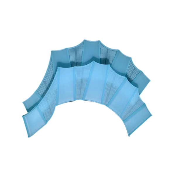 Luvas de natação em silicone com membrana flutuante Luvas webbed de dedos meio para natação Treino de desportos aquáticos 17 x 5,5 cm azul