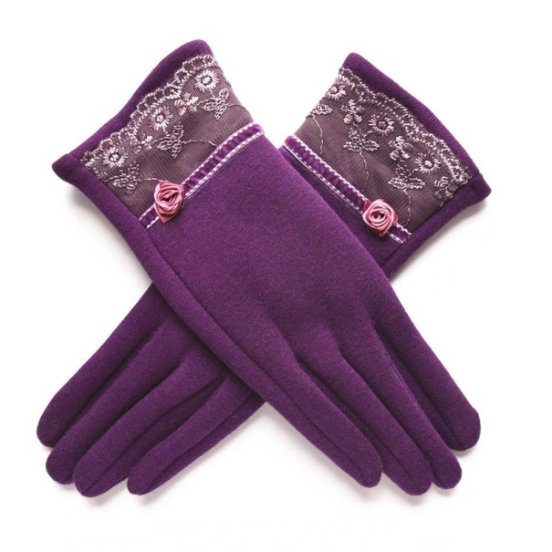 Luvas de senhora com renda J3119 roxo