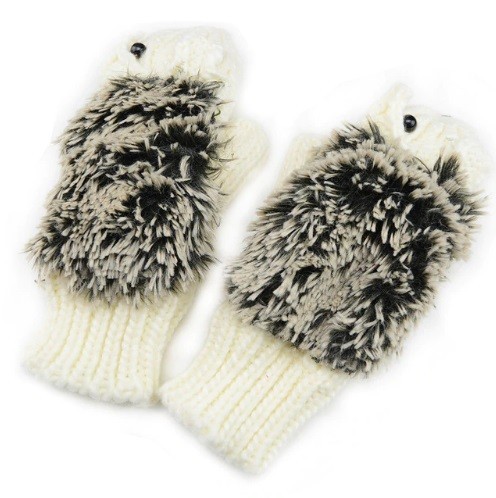Luvas de Senhora em Forma de Ouriço J2842 branco