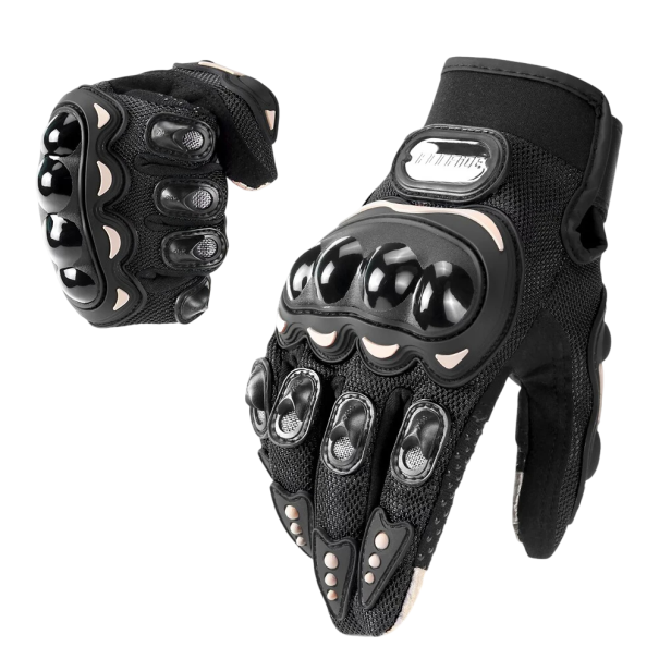 Luvas desportivas de moto com proteção rígida nos nós, luvas de corrida tácteis e respiráveis para moto e bicicleta com pontas antiderrapantes preto L
