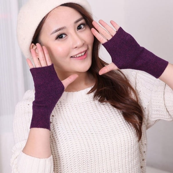 Luvas sem dedos para senhora roxo escuro