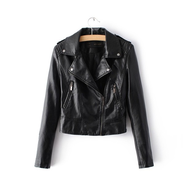 Luxe dames bikerjack - Zwart XS