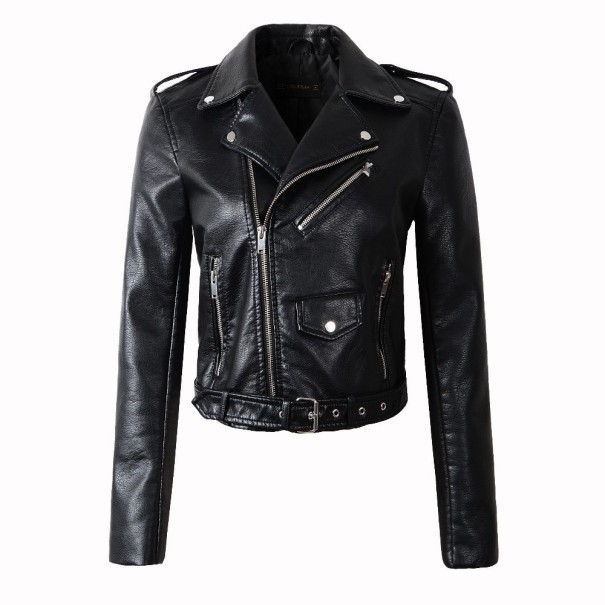 Luxe dames imitatieleren jasje - Zwart S