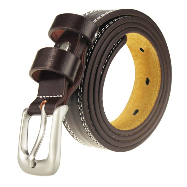 Luxe dames leren riem J916 donkerbruin 110 cm