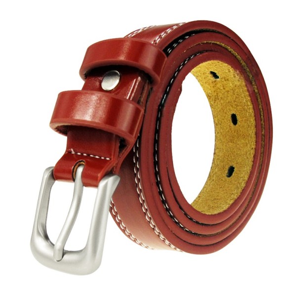 Luxe dames leren riem J916 rood 100 cm