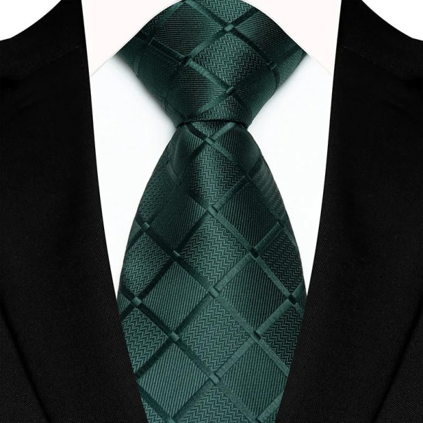 Luxe geruite herenstropdas 145 x 8 cm Elegante stropdas met patroon Hoogwaardige brede stropdas voor sociale gelegenheden, zakelijke bijeenkomsten en formele outfits groen