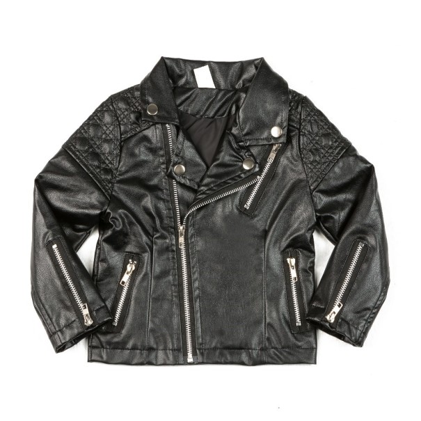 Luxe meisjes imitatieleren jas - Zwart 3