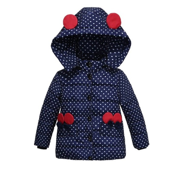Luxe meisjes winterjas met stippen J917 blauw 4