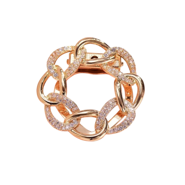 Luxuriöse dekorative Brosche in Form eines Ringes aus Ketten Zinklegierung Elegantes dekoratives Accessoire Abzeichen luxuriöser Schmuck golden