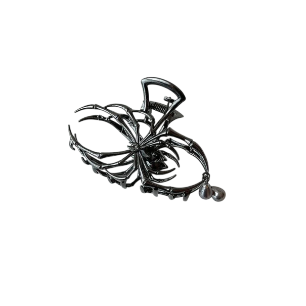 Luxuriöse Haarspange Spinne aus Legierung mit Steinen und Anhänger Elegante metallische Haarspange im Gothic-Stil markante Verzierung für Frisuren schwarz