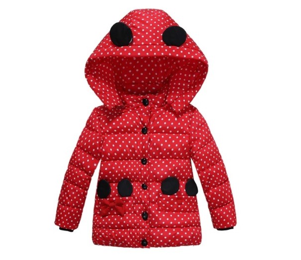 Luxuriöse Winterjacke für Mädchen mit Punkten J917 rot 2