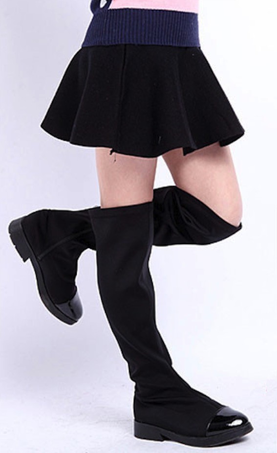 Luxuriöser Mädchenrock mit hoher Taille – Schwarz 7