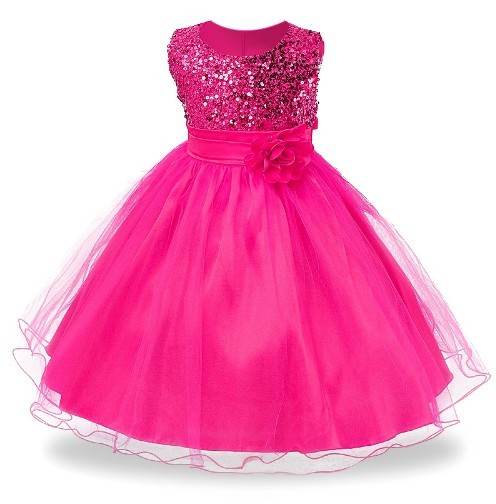 Luxuriöses Mädchenkleid mit Blume J3238 dunkelrosa 2