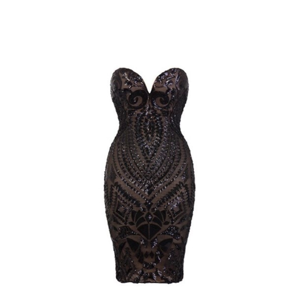 Luxuriöses Minikleid mit Pailletten schwarz M