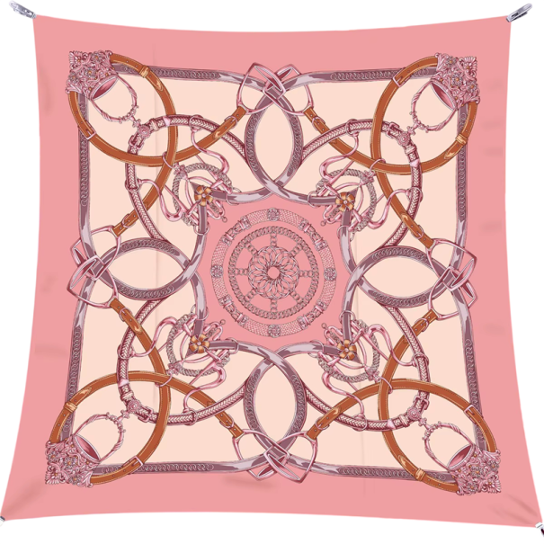 Luxuriöses quadratisches Tuch im Equestrian-Stil Multifunktionales Damenschal für Kopf, Hals und Körper Modetrend rosa