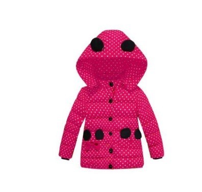 Luxury Girls' Winter Coat with Dots J917 dark pink 3