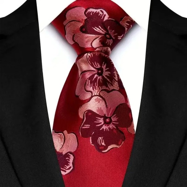 Luxury Men's Tie with Floral Pattern Formal Accessory for Men Elegant Suit Tie 145 x 8 cm Silk Formal Tie 1