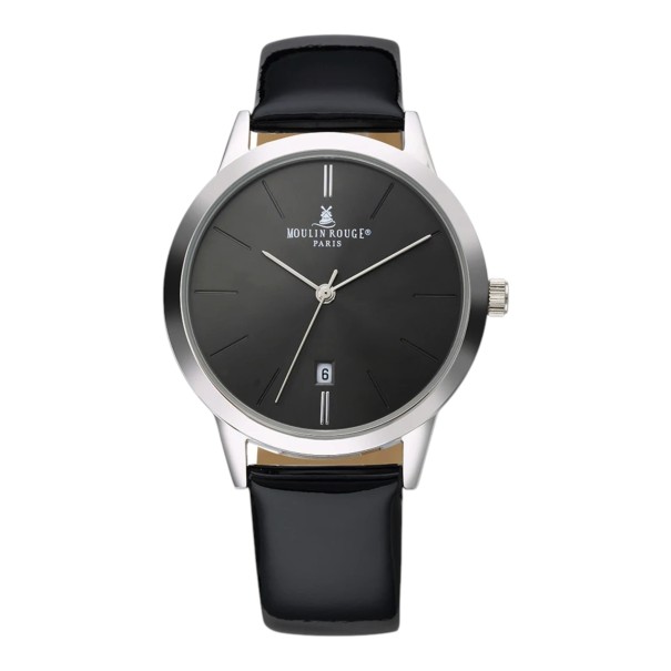 Luxury Stylish Women's Watch with Date Case 38 mm Thickness 8.5 mm Quartz Movement Stainless Steel Leather Strap Water Resistant 3 ATM black