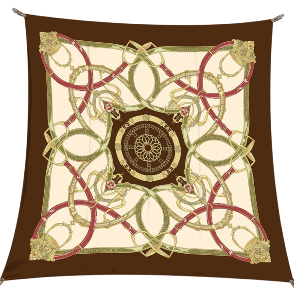 Luxus négyzet alakú sál Equestrian lovas stílus Multifunkciós női sál fejre, nyakra és testre Divatos trend barna