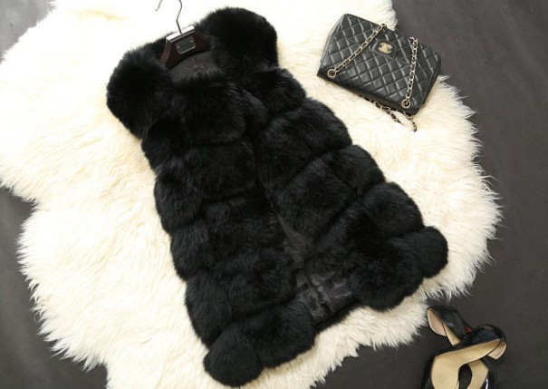Luxus női bunda - fekete M