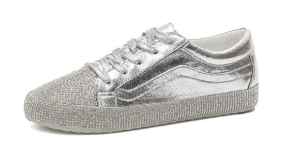 Luxus-Sneaker für Damen mit Strasssteinen J1130 silbern 39