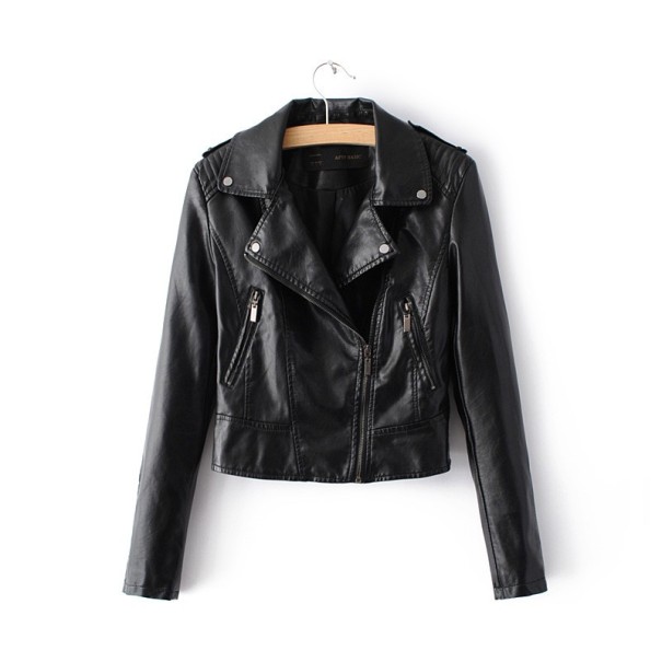 Luxusná dámska bunda motorkárskeho štýlu - Čierna L
