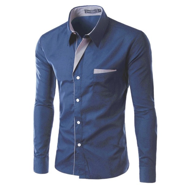 Luxusná pánska košeľa - Tmavo modrá L
