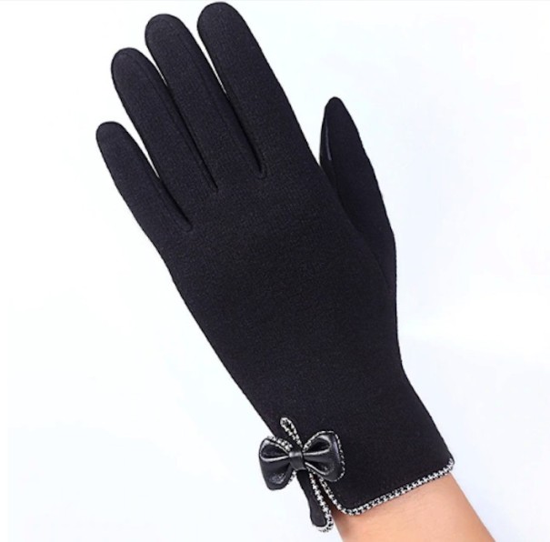 Luxusné dámske rukavice s mašľou J2916 čierna