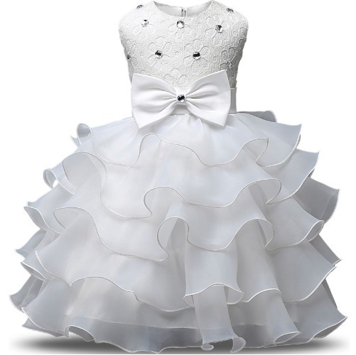 Luxusné dievčenské šaty - Biele 6-9 mesiacov