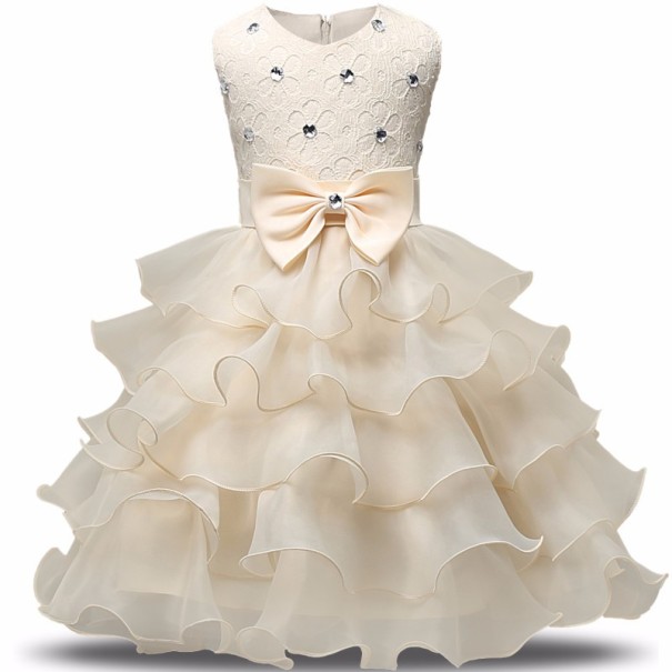 Luxusné dievčenské šaty J2563 krémová 3