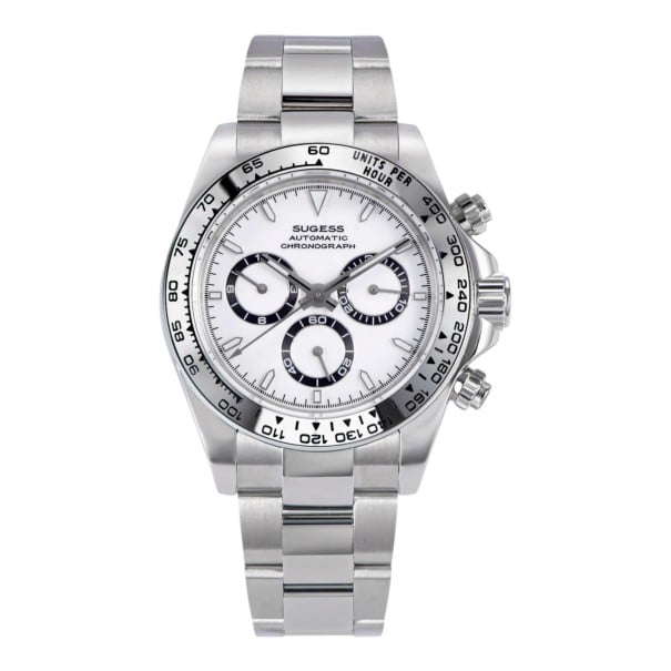 Luxusné pánske automatické hodinky Chronograf s priehľadným viečkom Safírové sklo Pouzdro 39 mm Nerezová oceľ 316L Oceľový náramok strieborná