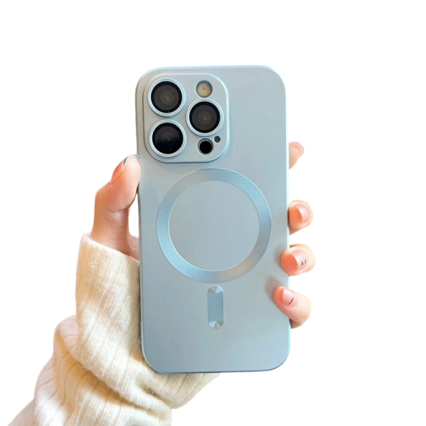 Luxusní bezdrátové nabíjecí pouzdro pro iPhone 17 Pro Max Magnetické uchycení Ochranný kryt s nabíjením modrá