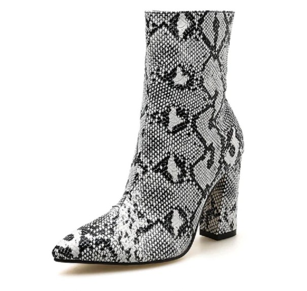 Luxusní dámské kotníkové boty s hadím vzorem 35