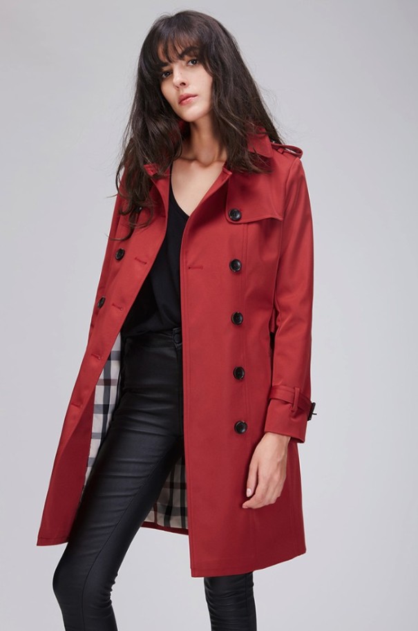 Luxusní dámský kabát J1982 červená S