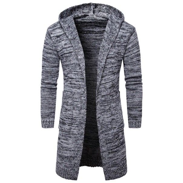 Luxusní pánský cardigan s kapucí J1379 šedá L