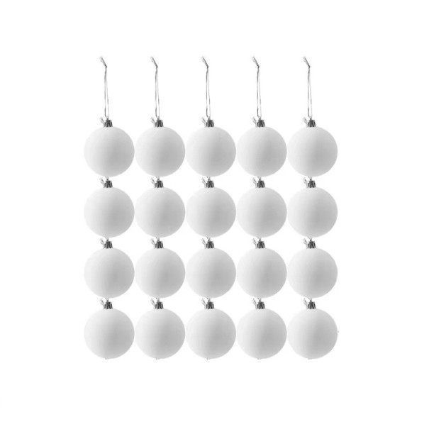 Luxusos bársonyos Karácsonyi gömbök 20 db 6 cm Elegáns függő díszek Karácsonyfára ünnepi otthoni dekorációhoz fehér