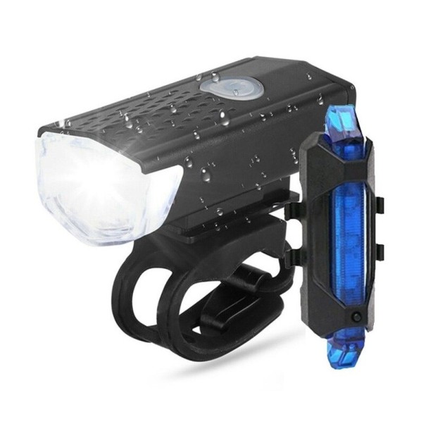 Luz de bicicleta delantera y trasera 2 uds. azul