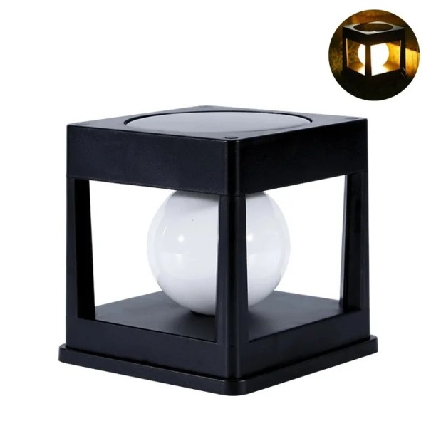 Luz de coluna solar 11,8 x 11,8 x 11,5 cm lâmpadas LED luz branca quente IP65 para uso exterior em postes de madeira com proteção contra a chuva 1