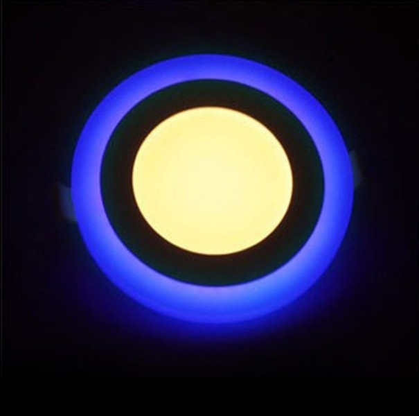 Luz de teto LED bicolor J653 branco quente 9W circular
