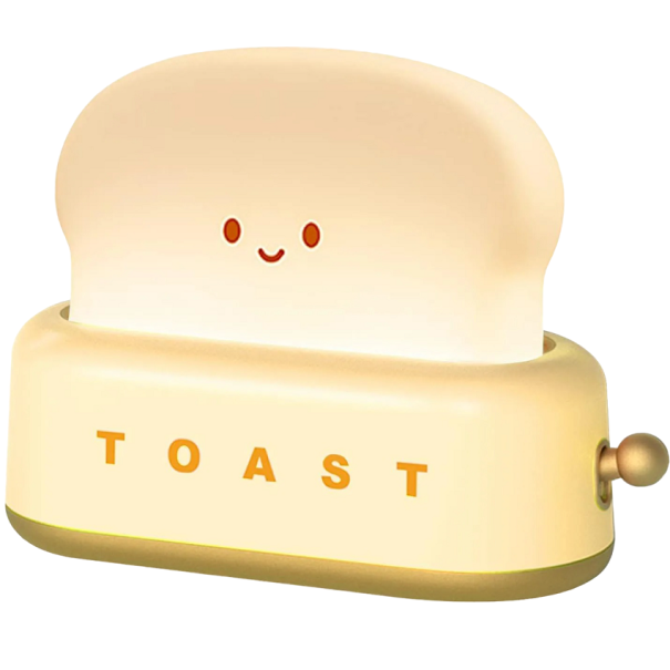 Luz LED decorativa Luz noturna LED engraçada Torrada Luz portátil com temporizador Lâmpada sem fio 13,4 x 5,4 x 9,8 cm 800 mAh amarelo