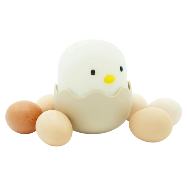 Luz nocturna LED USB en forma de pollito en concha 10 x 10 x 12 cm Lámpara de silicona Luz cálida y fría Batería recargable de 1200 mAh 1