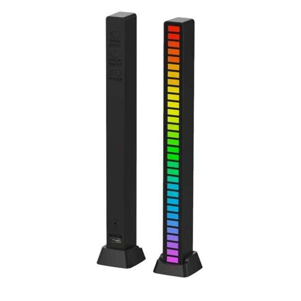 Lydaktiveret LED-lampe D08-RGB sort