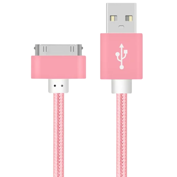 Lyhyt pikalatauskaapeli 30-nastainen USB A -liitäntään, 25 cm:n data- ja latauskaapeli 2,4 A iPhonelle, iPadille ja iPodille vaaleanpunainen