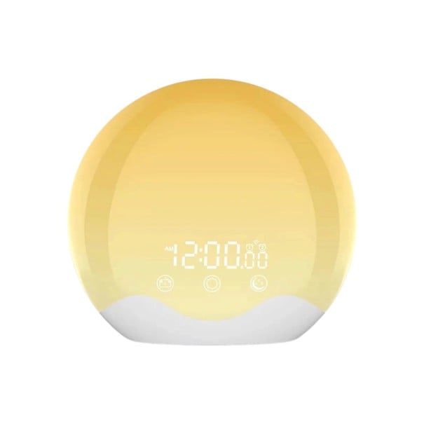 Lys vækkeur i kuppelform Simulation af solopgang og solnedgang FM radio 7 naturlige lyde Farvet lys USB port 18 cm Hvid 1