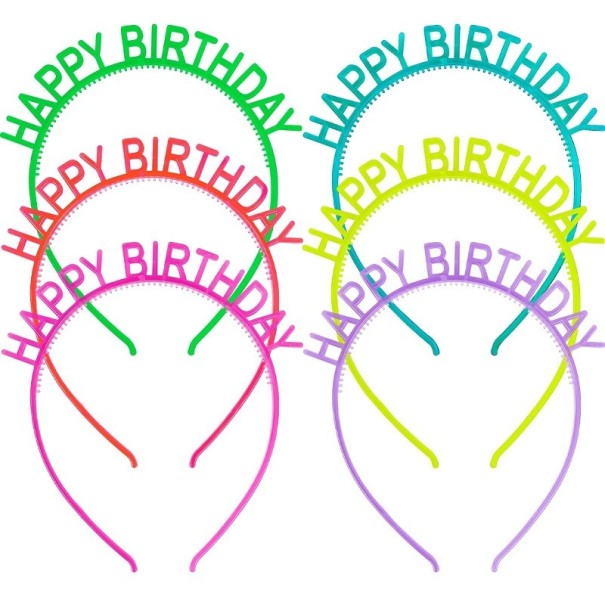 Lysende festpandebånd HAPPY BIRTHDAY 6 stk. 1