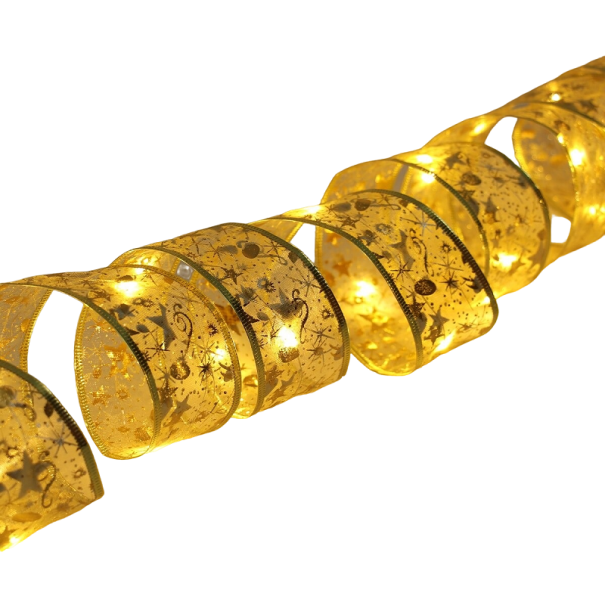 Lysende guld julebånd 1 m 10 LED'er varm hvid